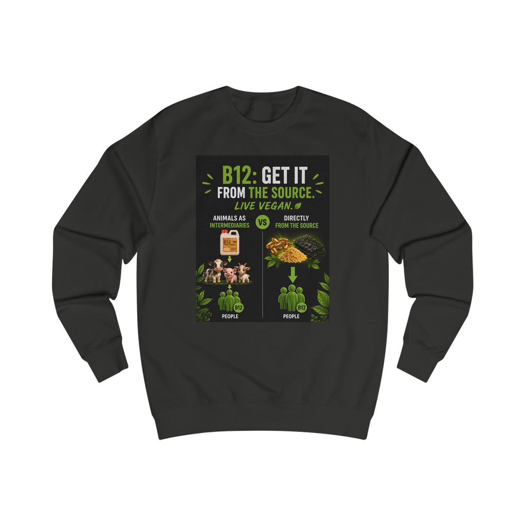 B12: Get It From The Source Vegan Sweatshirt — Plant-Powered Vitamin B12 Infographic