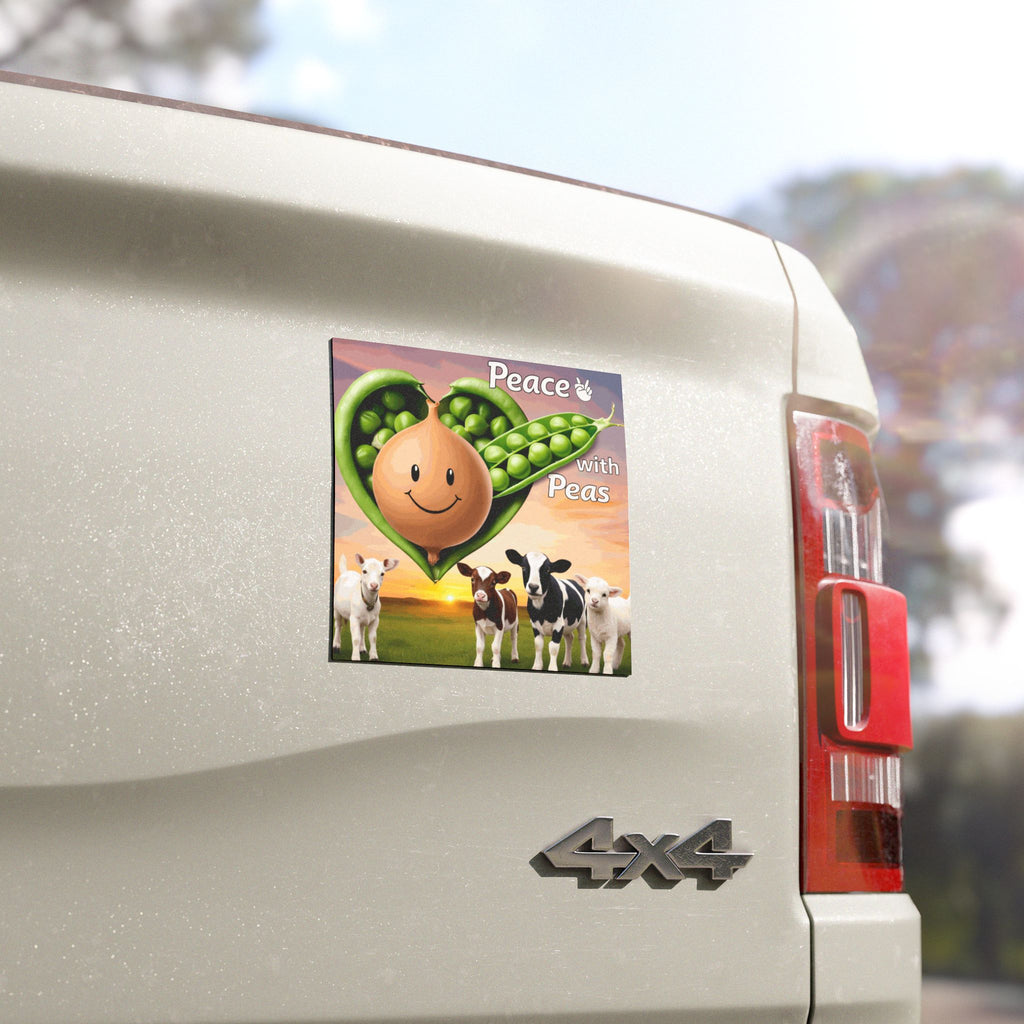 Peace with Peas Car Magnet — Cute Farm Animal Garden Humor Magnet