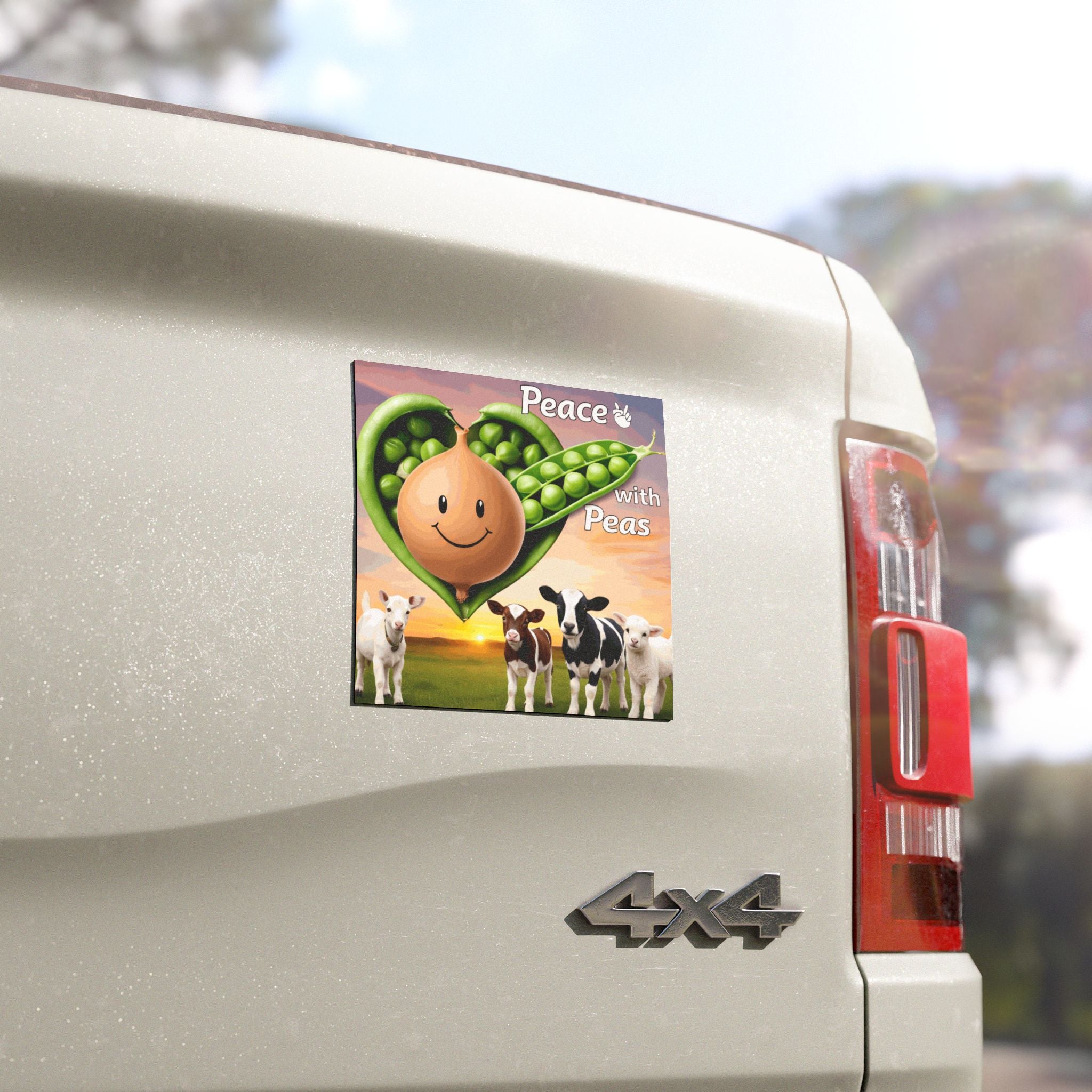 Peace with Peas Car Magnet — Cute Farm Animal Garden Humor Magnet