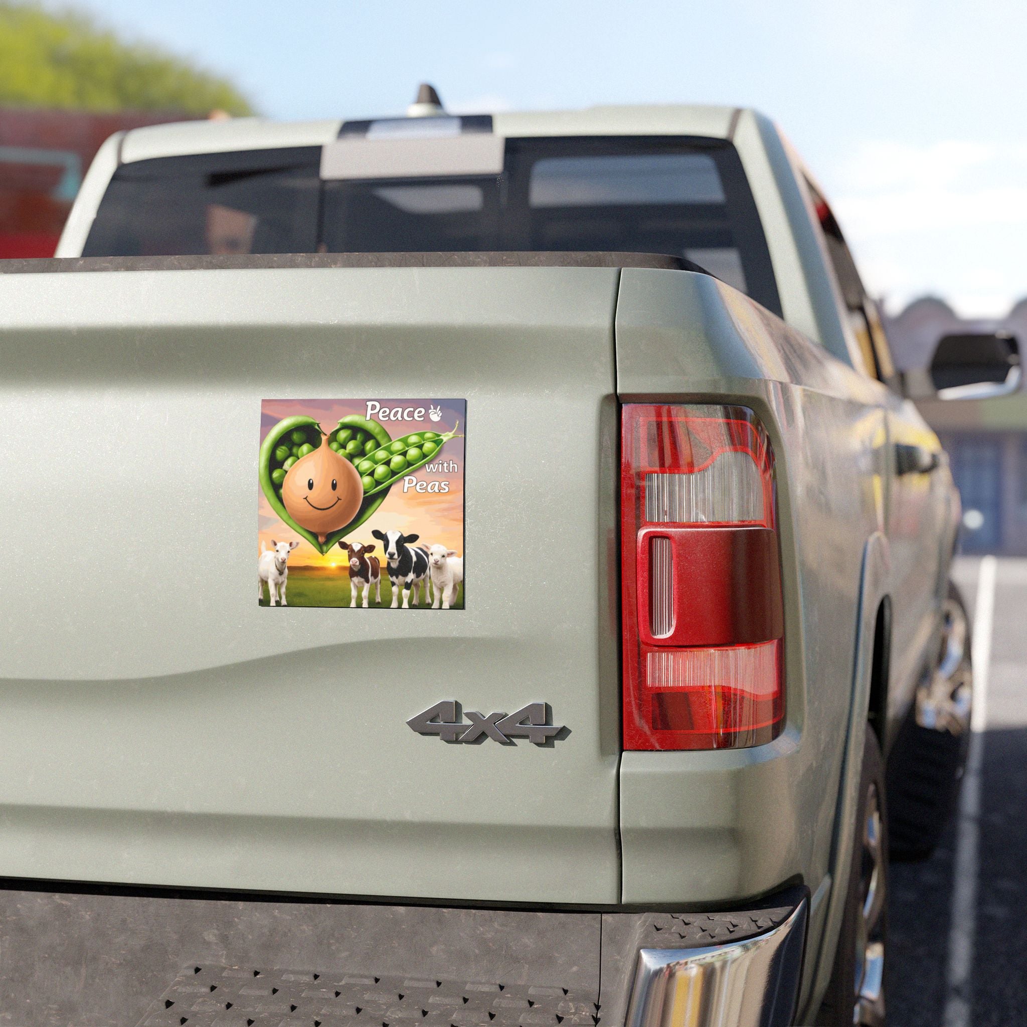 Peace with Peas Car Magnet — Cute Farm Animal Garden Humor Magnet